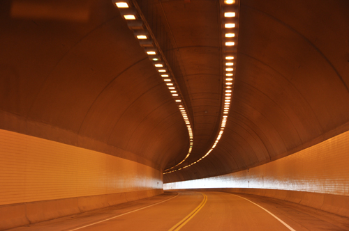 The two RV Gypsies drive though Silver Creek Cliff Tunnel