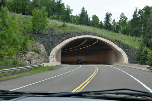 the two RV Gypsies drive through the LaFayette Bluff Tunnel.