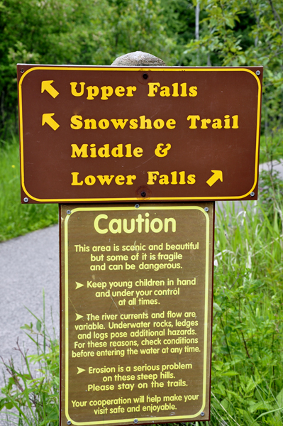 directional sign for the Upper Falls