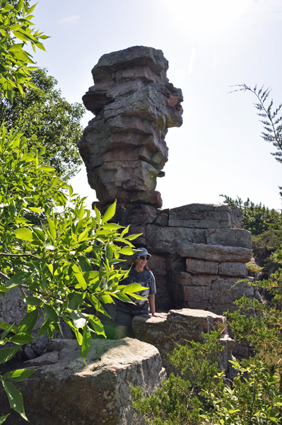 Karen Duquette at The Balancing Rock  at Pallisdes State Park