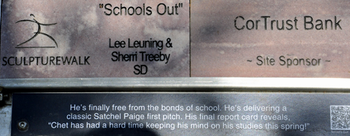 sign: Schools Out sculpture