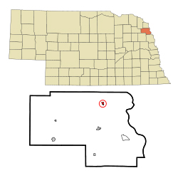 outline of the state of Nebraska showing location of Winnebago, Nebraska