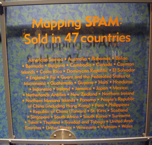 sign: Spam sold in 47 countries