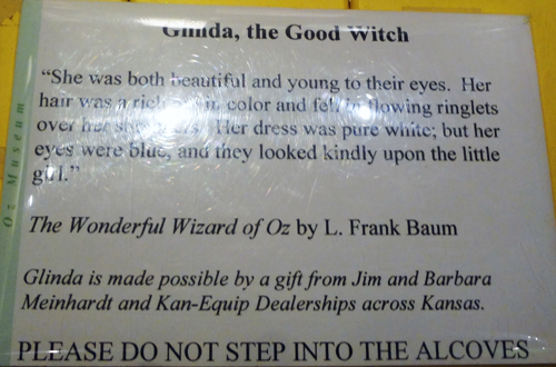 sign about Glinda the good witch