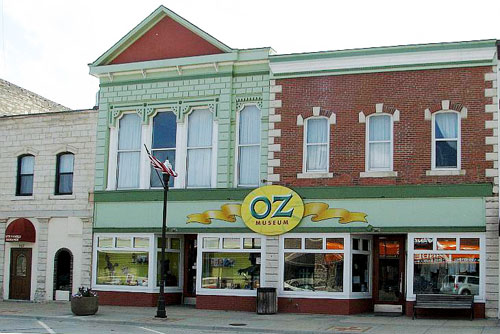 The outside of the Wizard of Oz Museum in Kansas