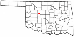 map showing location of Watonga in Oklahoma