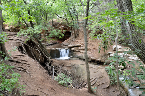 waterfall and cave