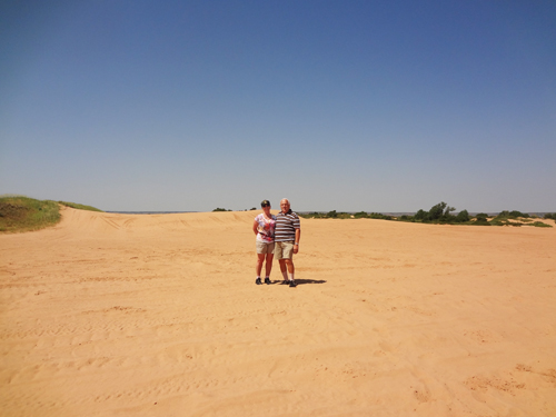 The two RV Gypsies on the dunes at Little Sahara State Park in Oklahoma