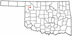map showing location of Woodland  within Oklahoma