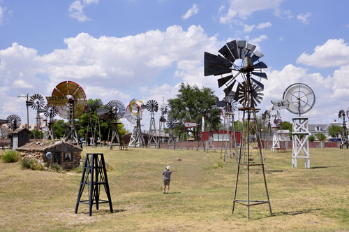 Lee Duquette surrounded by windmills in Shattuck