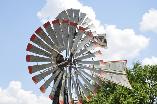 close-up of a windmill