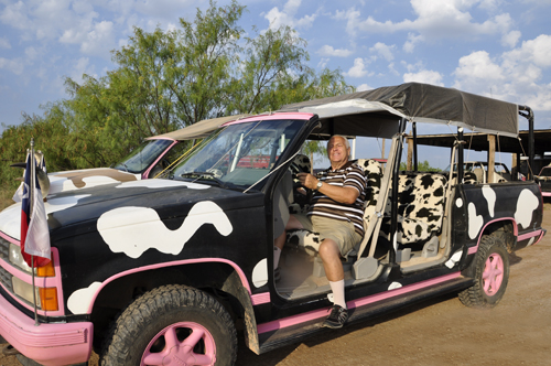 Lee Duquette checks out the jeep