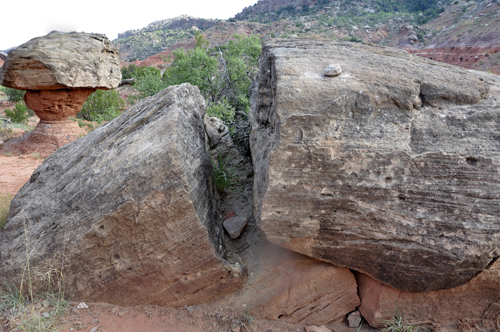 a rock split in two