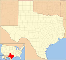 USA map showing location of the state of Texas