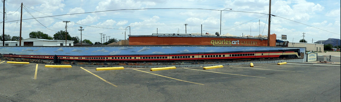 Daylight Train mural on Route 66