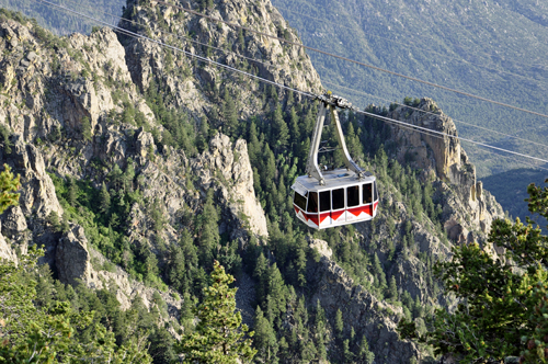 tram going down Sandia Mountain