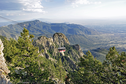 tram going down Sandia Mountain