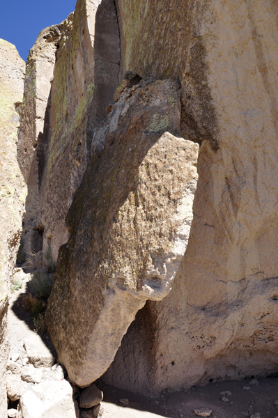 a large piece of fallen rock