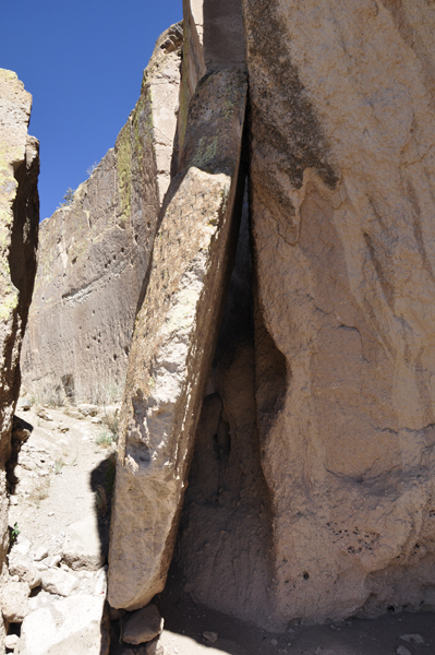 a large piece of fallen rock