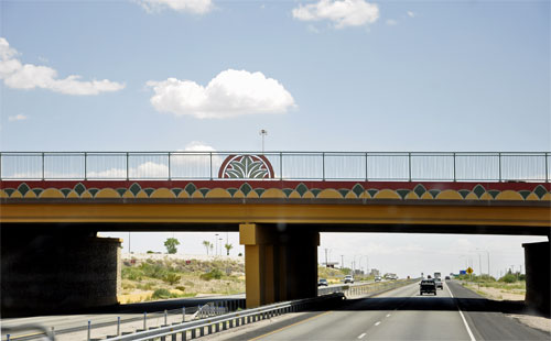 part of a beautifully decorated bridge in New Mexico