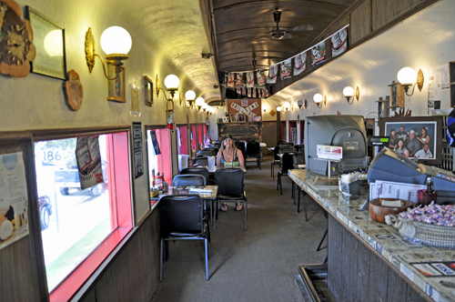 Karen Duquette inside the BBQ restaurant in Willcox, Arizona 