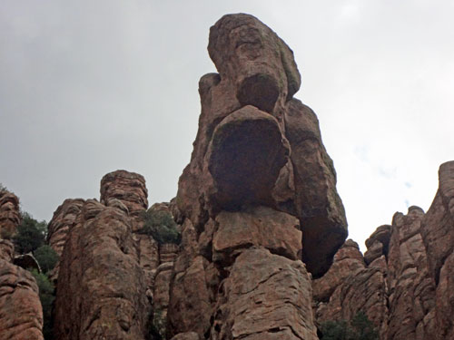 looking up at columns at  Chiricahua National Monument Park