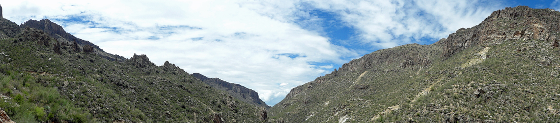 clouds between two mountain peaks