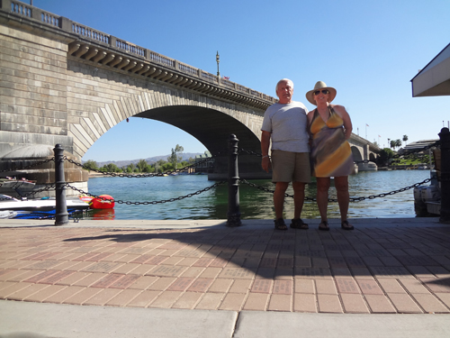 the two RV Gypsies by the world famous London Bridge in Arizona