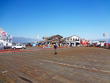 looking across the parking lot to the stores