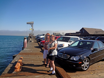 Karen Duquette and her sister Ilse on the Santa Barbara pier in California