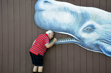 Lee Duquette looking inside the whale's mouth