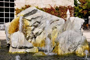 The Inner Courtyard with a big rock waterfall at the Getty Center