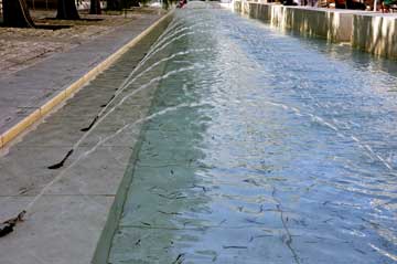 a long water trough at the Getty Center