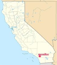 California map showing location of Menifee 