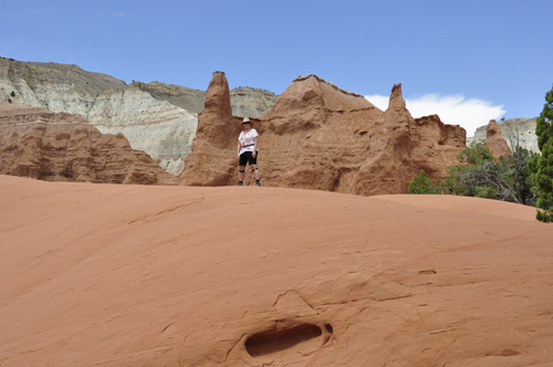 Karen Duquette on the sandstone shelf