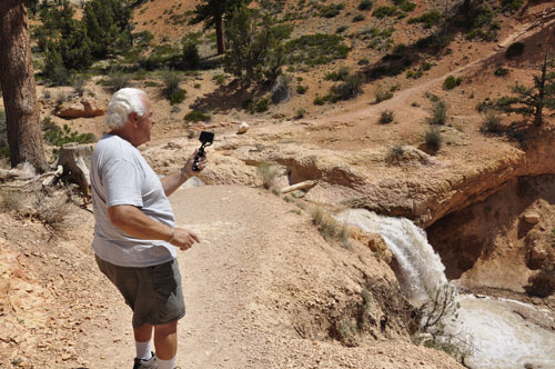 Lee Duquete and the waterfall at Water Canyon