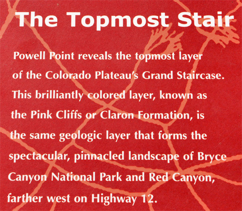 sign: The topmost stair - Powell Point
