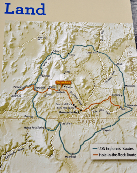 old map showing route of Hole-In-The-Rock Exposition