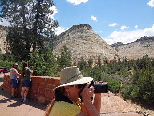 Karen Duquette at Checkerboard Mesa