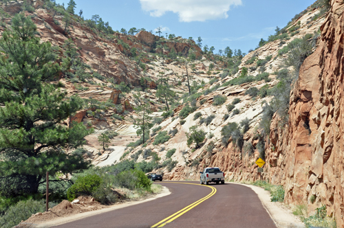 the red asphalt road