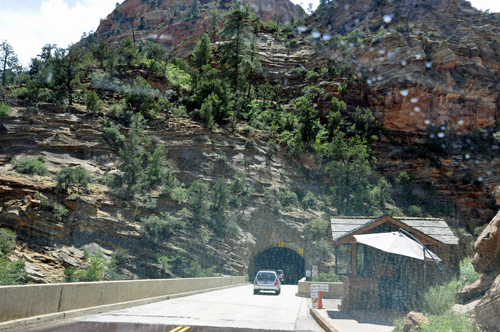 Going through a tunnel at Zion National Park