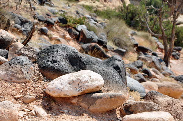 black boulders