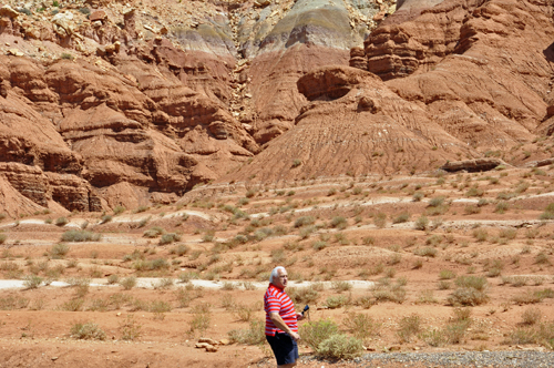 Lee Duquette is dwarfed by the size of the formations.