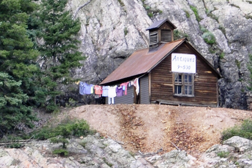 a house with laundry hanging outside