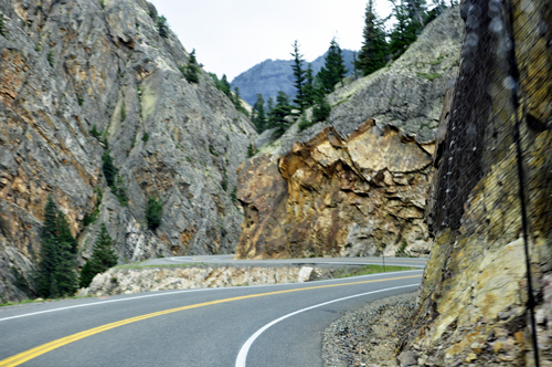 curvy Million Dollar Highway and steep dropoff