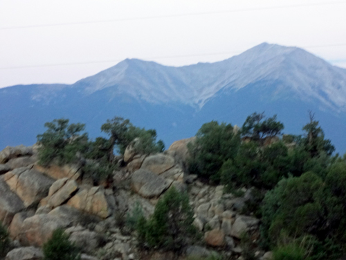 the mountains behind the RV of the two RV Gypsies