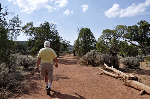 Lee Duquette walking from the car to the overlook