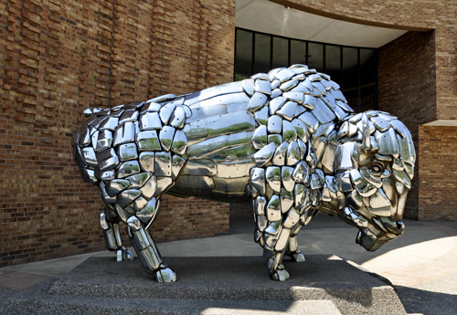 a Buffalo statue