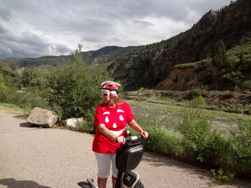 Karen Duquette on a Segway in Colorado