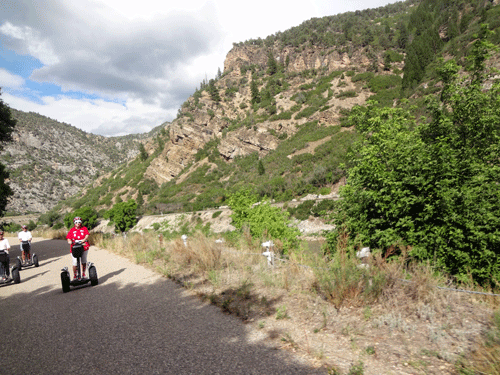 Karen Duquette on a Segway in Colorado